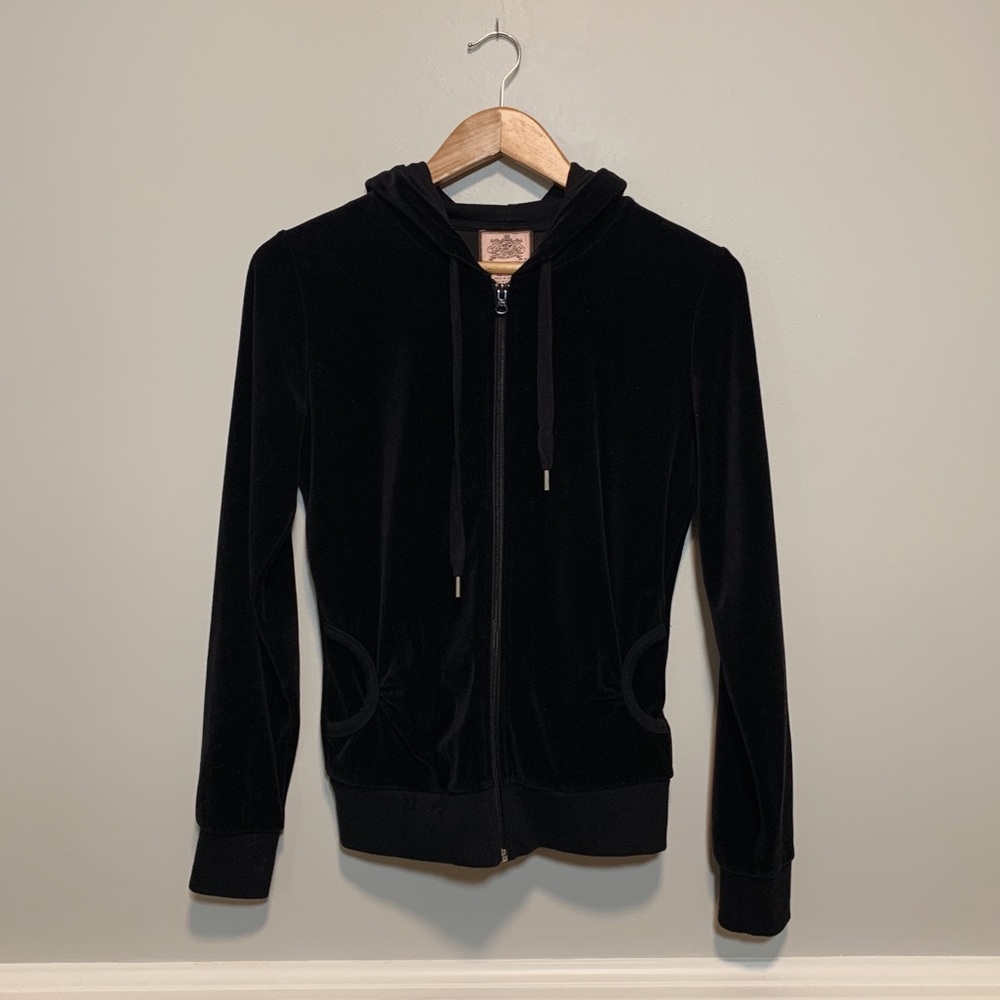Black velvet zip up jacket